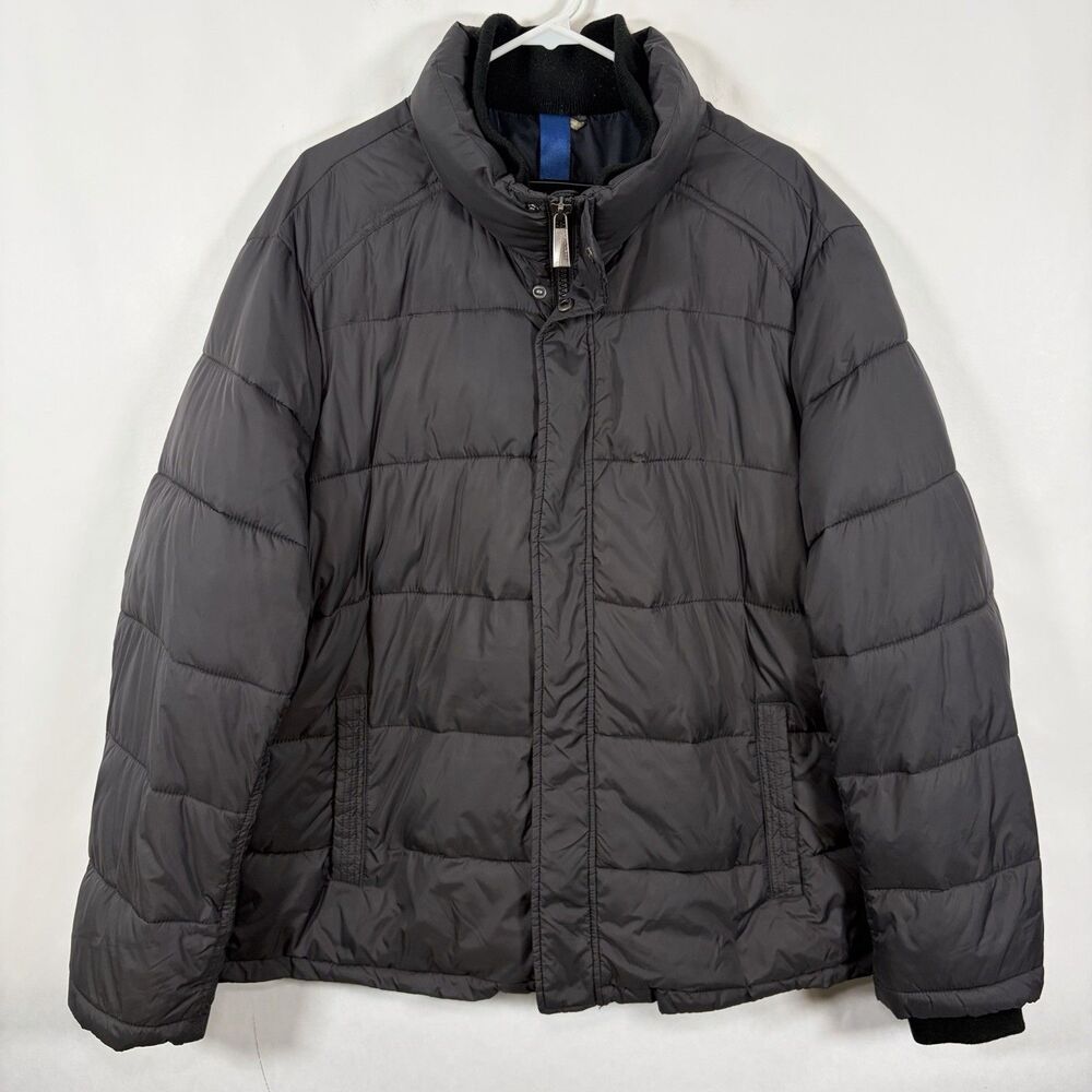 Andrew Marc Full Zip Puffer Jacket Mens Size XL Gray Snap Pockets Insulated Coat